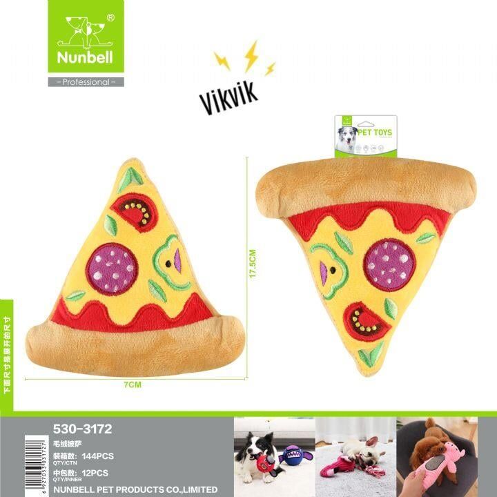 Nunbell Sesli Pizza Peluş Köpek Oyuncağı 17,5 cm