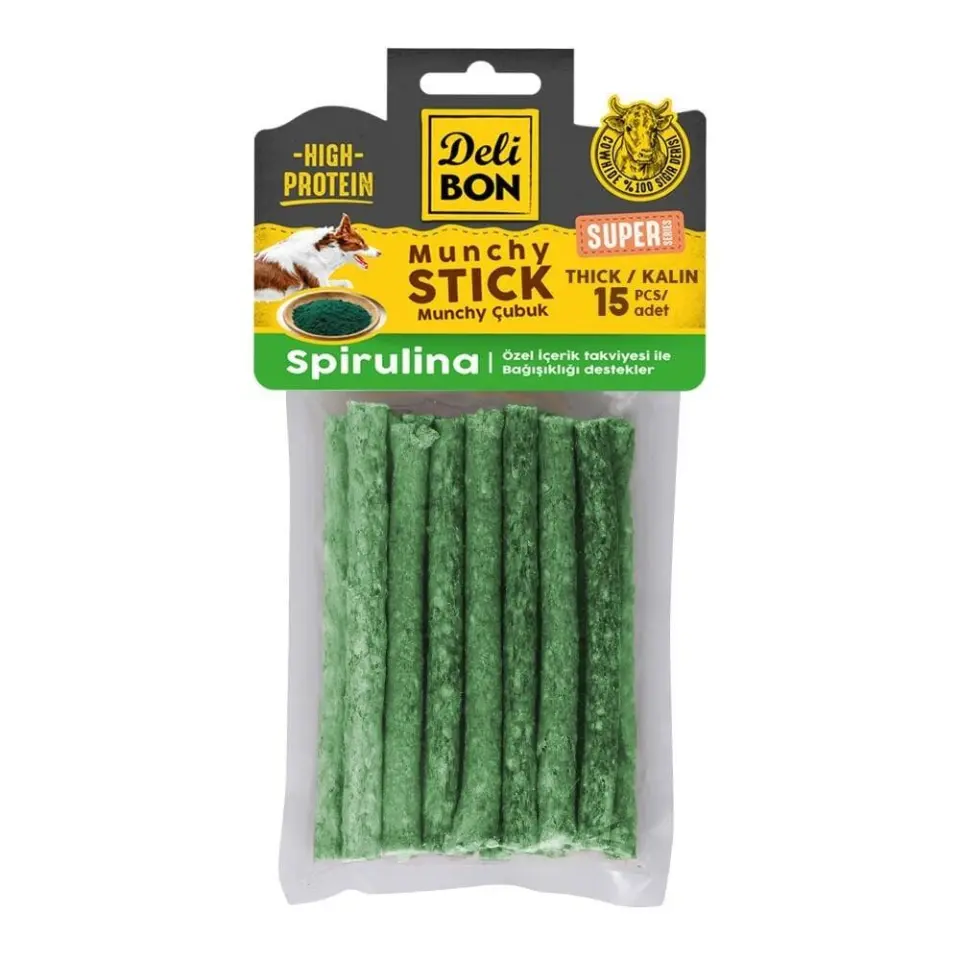 Delibon Super Munchy Çubuk Spirulinali Kalın (15 Adet)