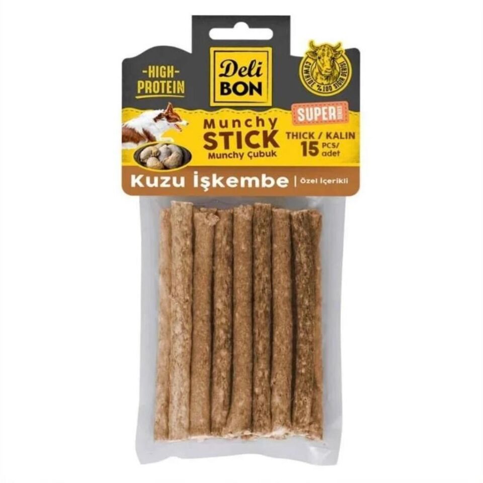Delibon Süper Munchy Çubuk Kuzu İşkembeli Kalın 15’li