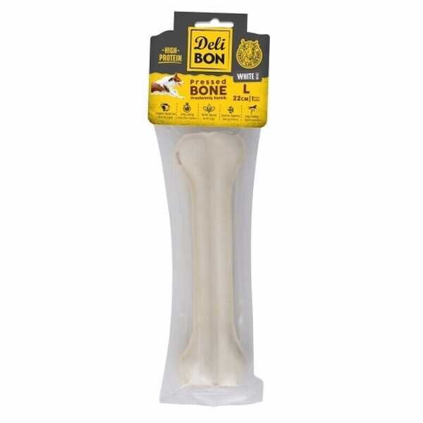 Delibon Beyaz Deri Pres Kemik Köpek Ödülü 22 Cm Large