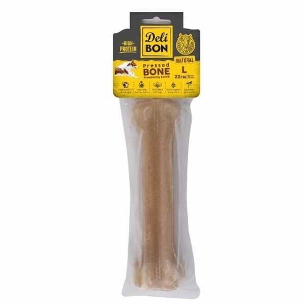 Delibon Natürel Deri Pres Kemik Köpek Ödülü 22 Cm Large