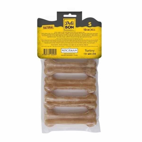 Delibon Natürel Deri Pres Kemik Köpek Ödülü 4'lü 12 Cm Small