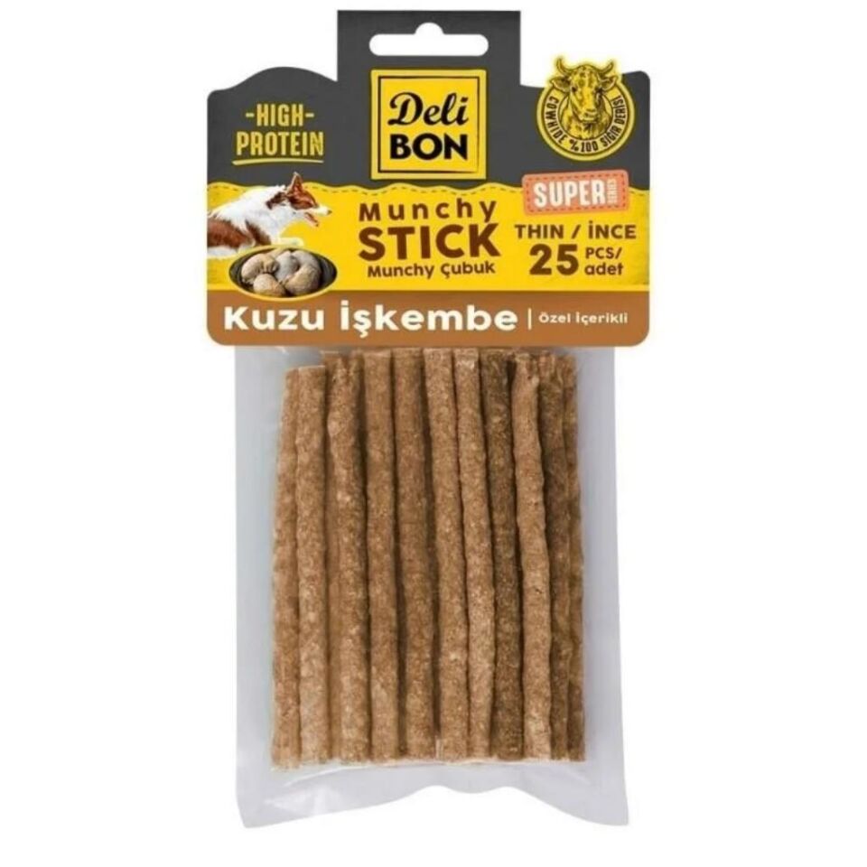 Delibon Süper Munchy Çubuk Kuzu İşkembeli İnce 25’li