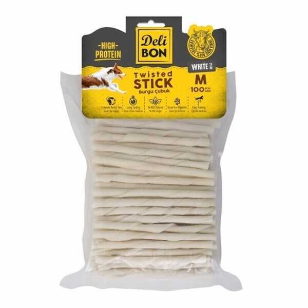 Delibon Köpek Ödül Kemiği Burgu Çubuk Orta 100 Ad Beyaz