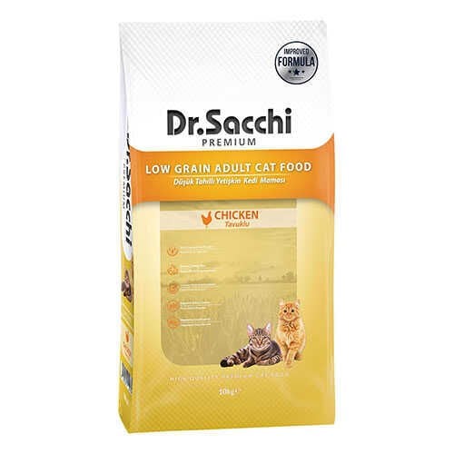 Dr.Sacchi Premium Tavuklu Düşük Tahıllı Yetişkin Kedi Maması 10 Kg