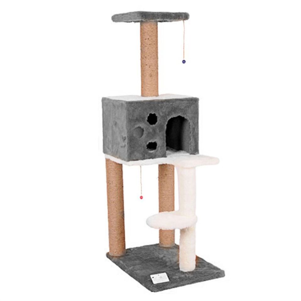 Cat House Merdivenli Kare Yuvalı Kedi Tırmalama Tahtası 124 cm