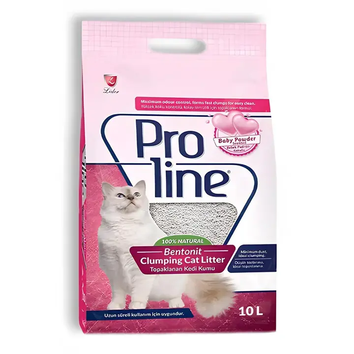 Proline Bentonit Bebek Pudralı İnce Taneli Topaklanan Kedi Kumu 10 Lt