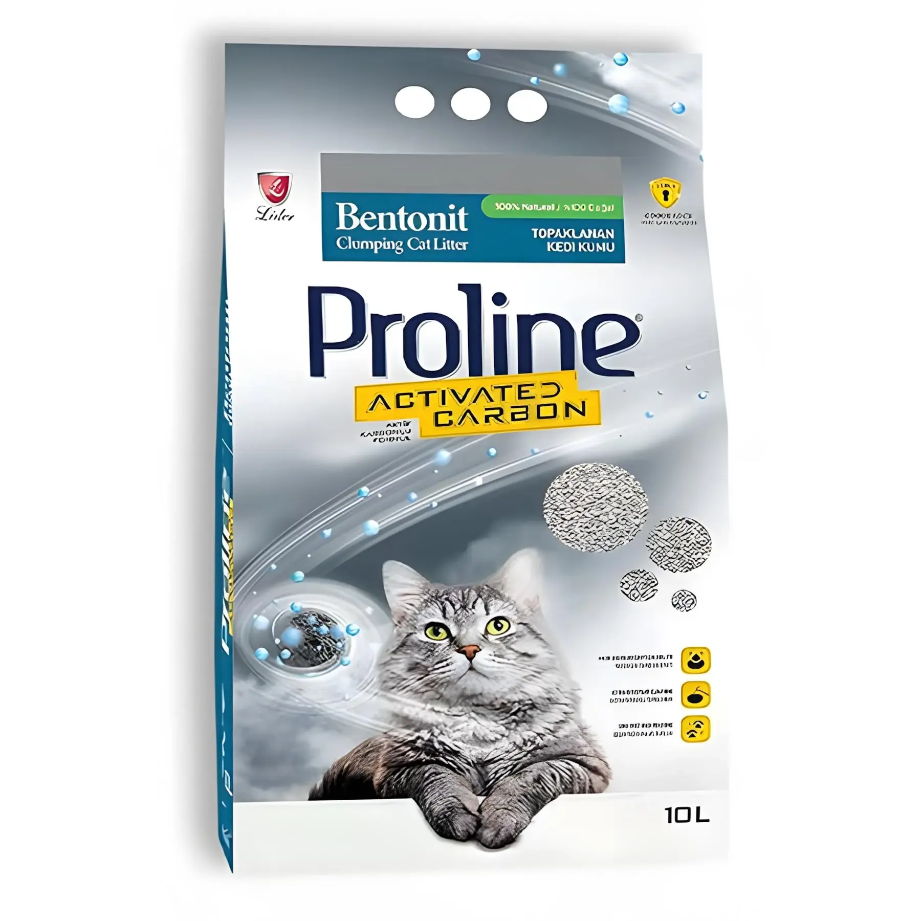 Proline Bentonit Aktif Karbonlu İnce Taneli Topaklanan Kedi Kumu 10 Lt