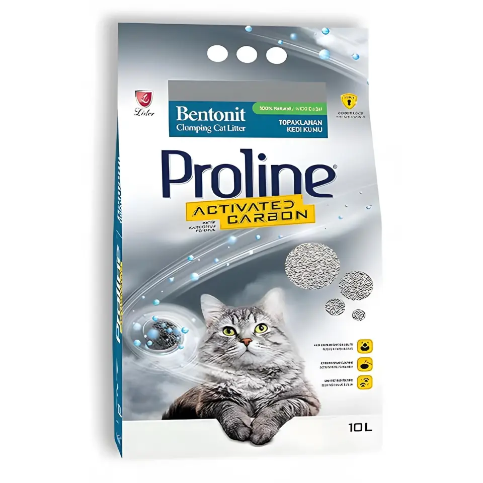 Proline Bentonit Aktif Karbonlu İnce Taneli Topaklanan Kedi Kumu 10 Lt