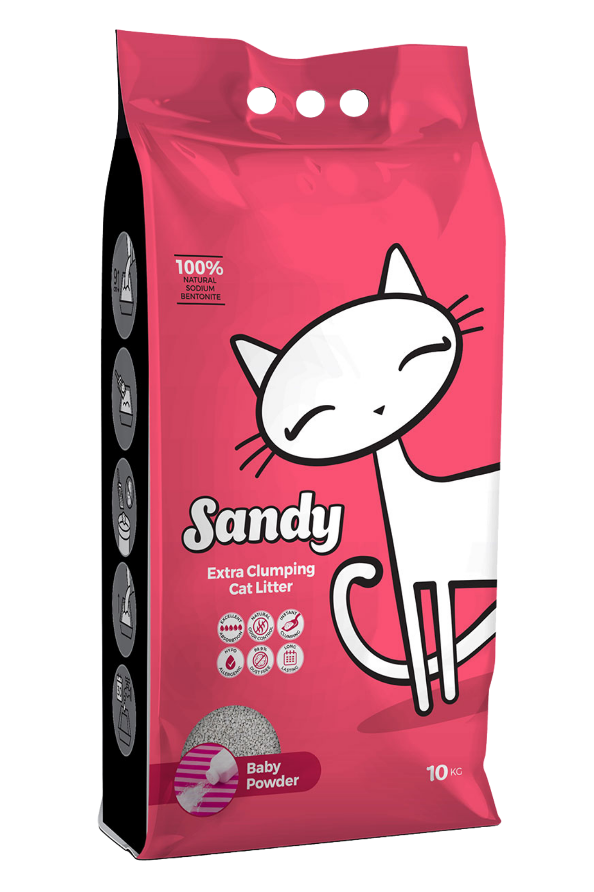 Sandy Pudra Kokulu Ekstra Topaklanan Sodyum Bentonit Kedi Kumu 10kg