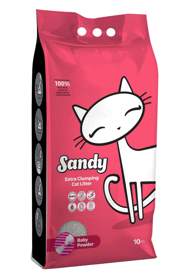 Sandy Pudra Kokulu Ekstra Topaklanan Sodyum Bentonit Kedi Kumu 10kg