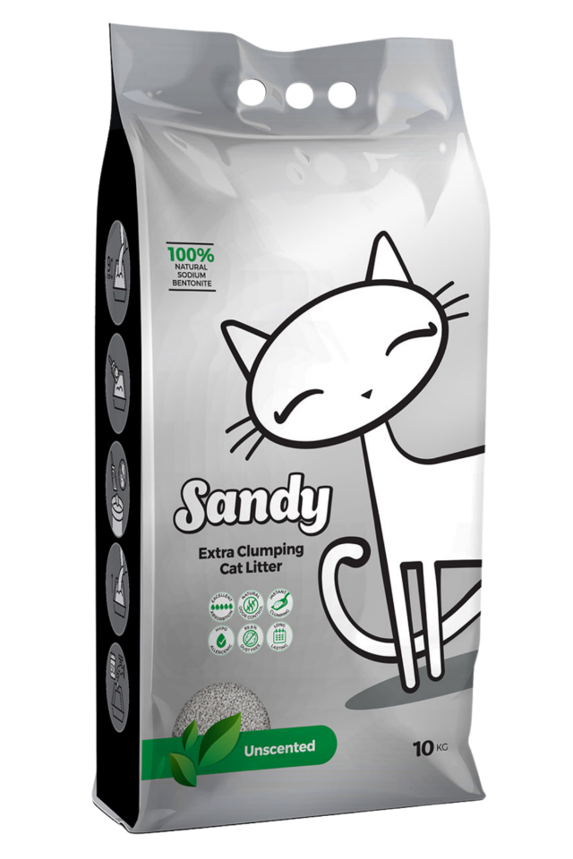 Sandy Parfümsüz Ekstra Topaklanan Sodyum Bentonit Kedi Kumu 10kg