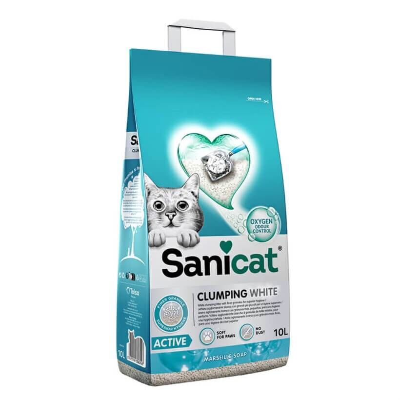 SaniCat Clumping White Active Marsilya Sabunlu Kedi Kumu 10 Lt