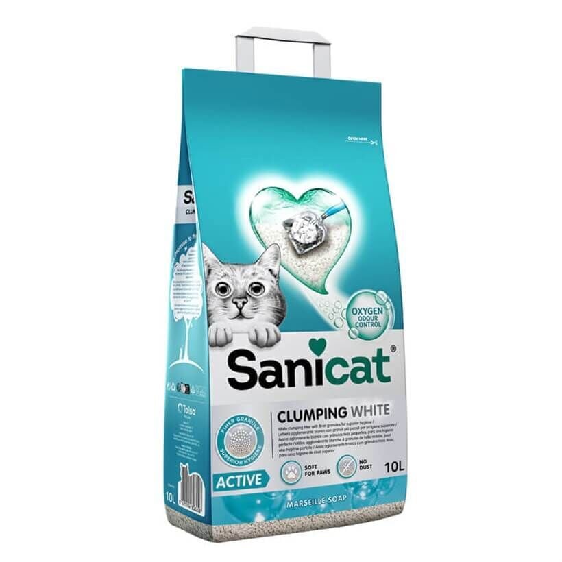 SaniCat Clumping White Active Marsilya Sabunlu Kedi Kumu 10 Lt