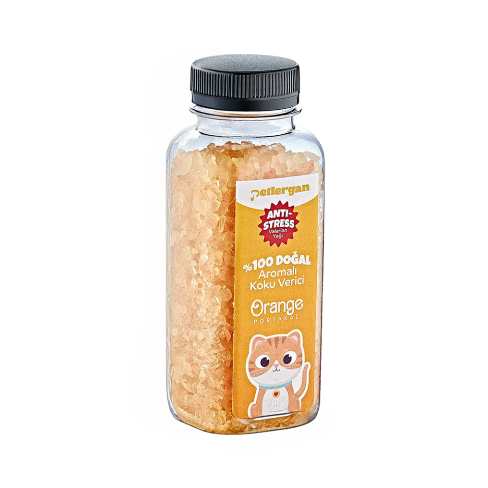 Petlergan Kedi Kumu Koku Giderici %100 Doğal Aromalı Portakal-Valerian Yağı Esanslı Anti Stress 300GR