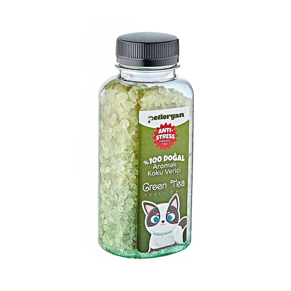 Petlergan Kedi Kumu Koku Giderici %100 Doğal Aromalı Yeşil Çay-Valerian Yağı Esanslı Anti Stress 300GR