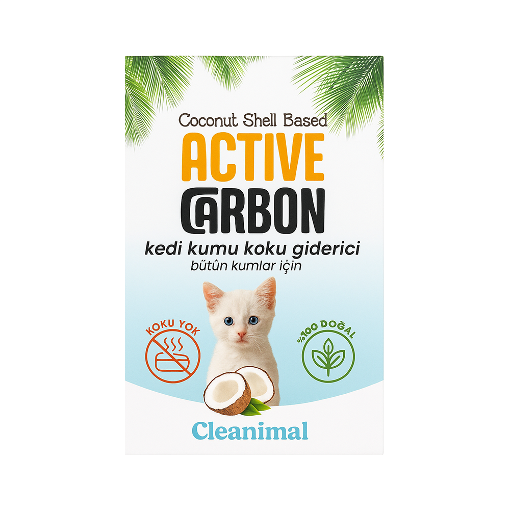 Cleanimal Kedi Kumu Koku Giderici – %100 Doğal Hindistan Cevizi Aktif Karbon – 50g