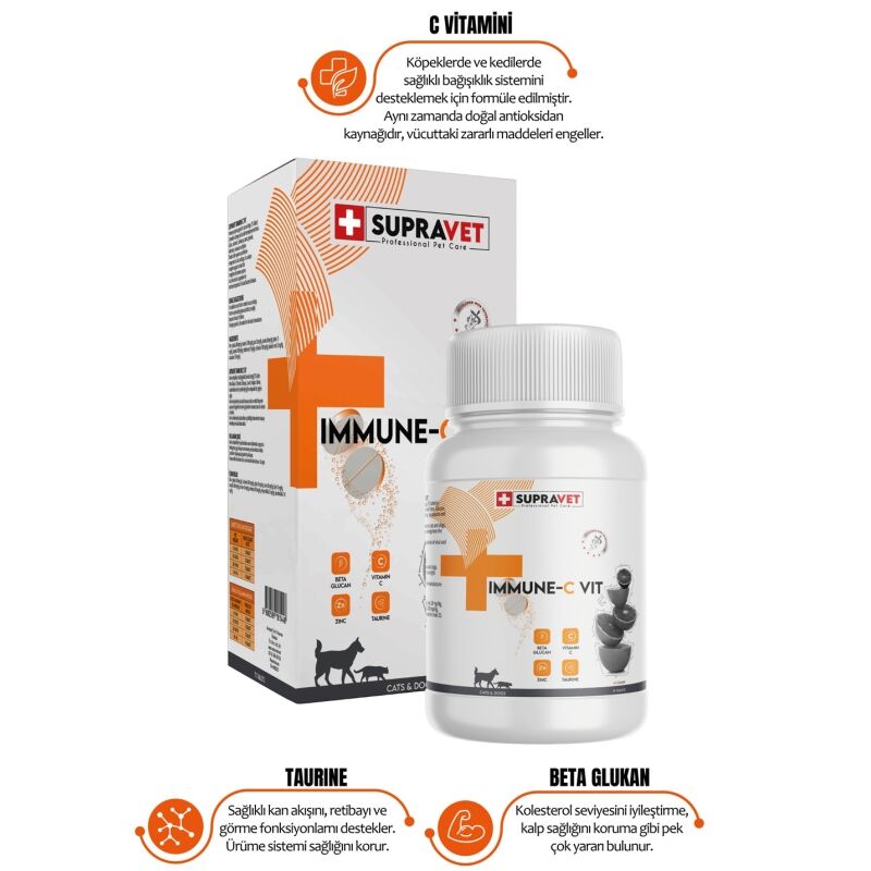 Immune C + ZİNC Kedi ve Köpek için Bağışıklık Sistemi Güçlendirici Tablet (75 Tablet)