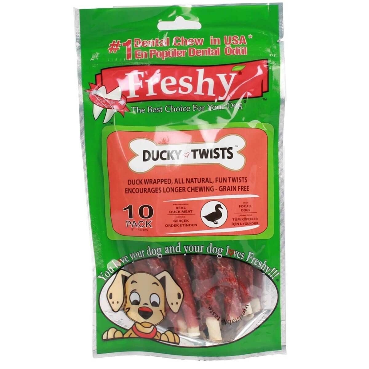 Freshy Ducky Twists Ördek Etli Burgu Çubuk Köpek Ödülü 90 Gr 10 Adet