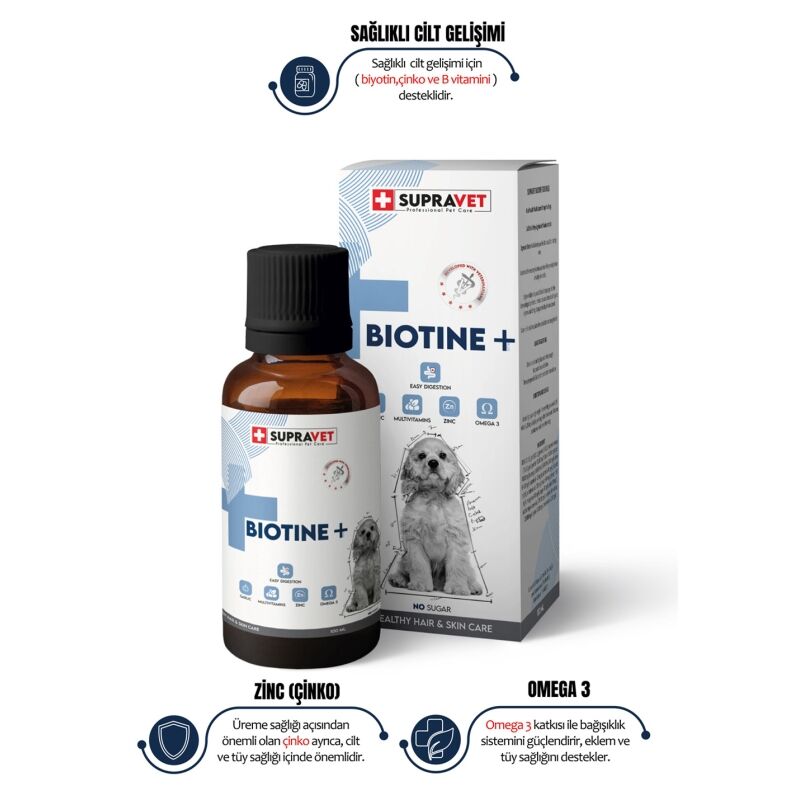 Plus +b For Dogs Biotine Damla 100 Ml + Zinc + Multi Vitamin ( Köpekler Için Tüy Sağlığı Damlası )
