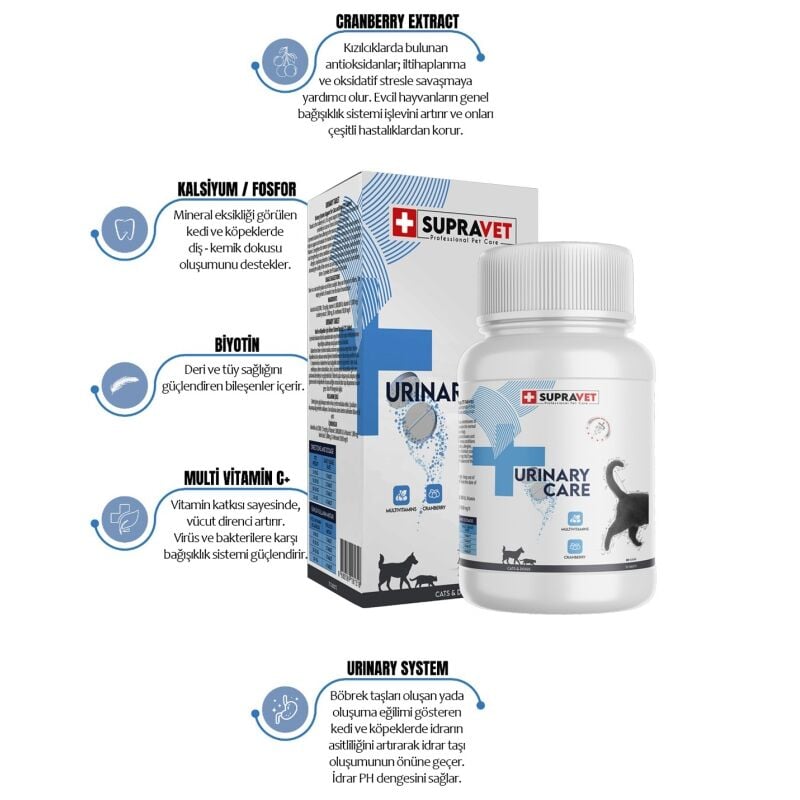 Kedi Ve Köpek için idrar Sağlığı Sistem Destekleyici Tablet 75 Tablet
