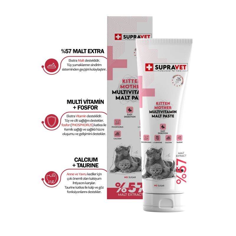 Hamile ve Yavru Kediler için Kalsiyum ve Taurinli Multi Vitamin Kedi Macunu 100 Gr. ( Extra Malt )