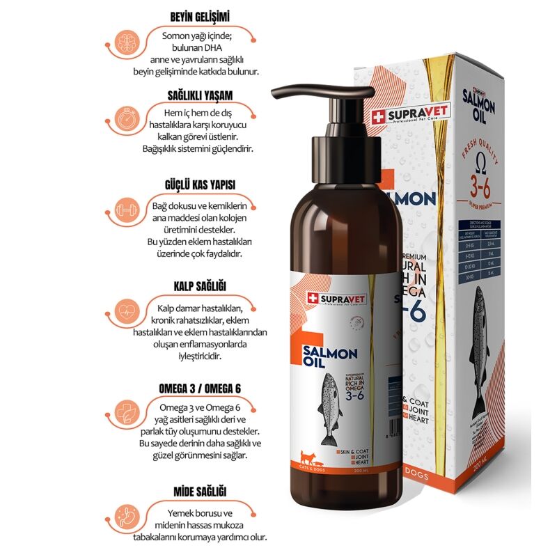 Salmon Oil Cats And Dogs 200 ML Doğal Kedi Köpek Norveç Somon Yağı