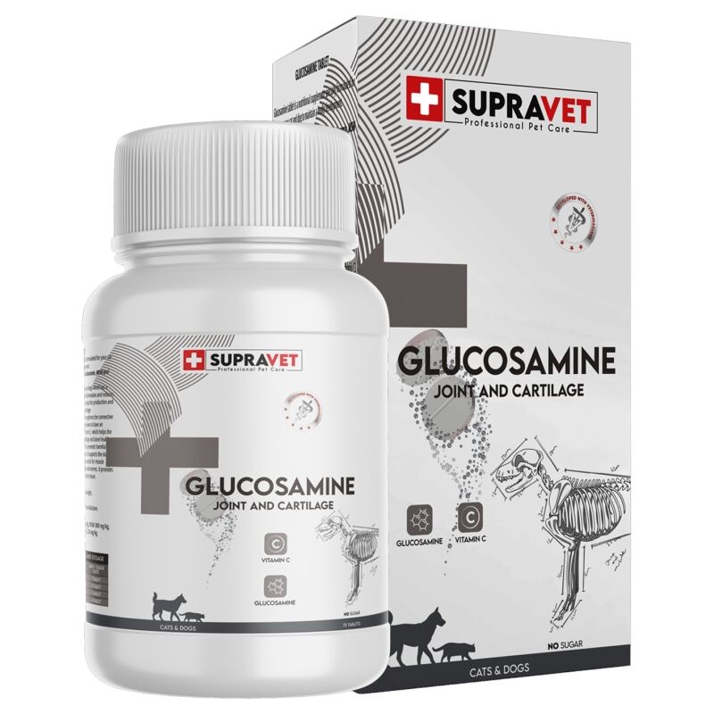 Supravet Glucosamine Kedi Ve Köpek Eklem Sağlığı Güçlendirici Glukozamin Tablet + Vitamin C 75 Tablet