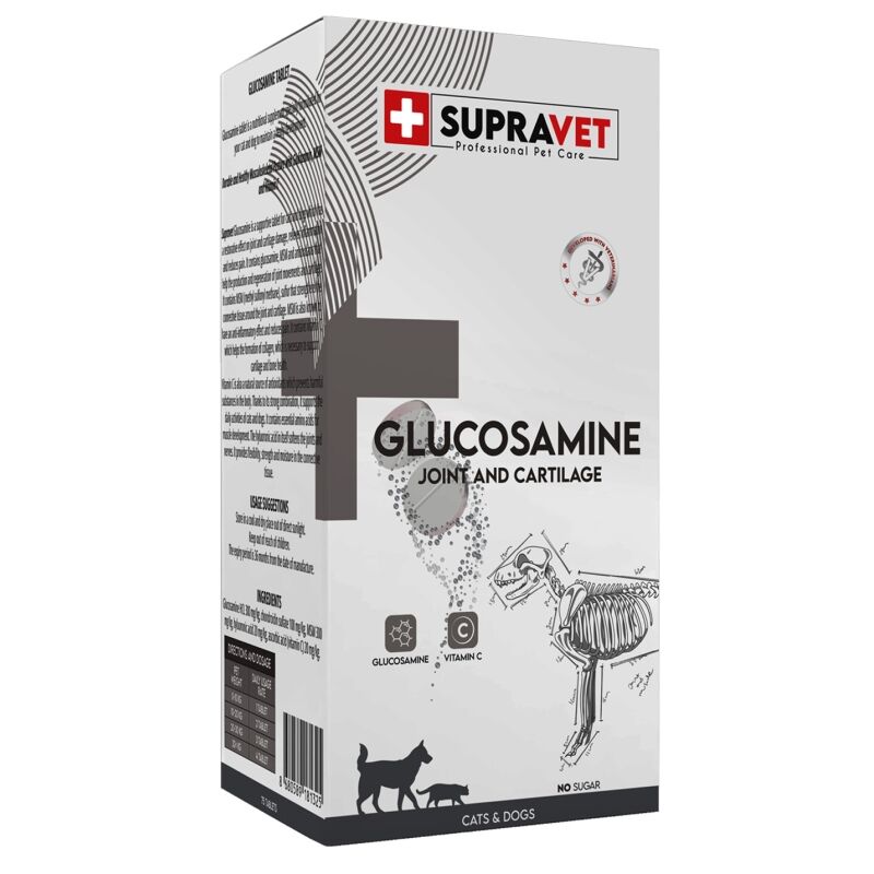 Supravet Glucosamine Kedi Ve Köpek Eklem Sağlığı Güçlendirici Glukozamin Tablet + Vitamin C 75 Tablet
