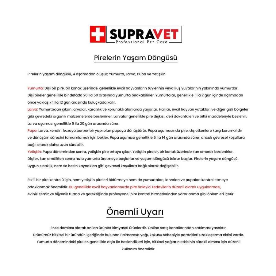 Supravet Küçük Irk Köpek Deri Ve Tüy Bakım Ense Yağı; Bit Pire Kene Dış Parazit Bitkisel Damla 1 ML