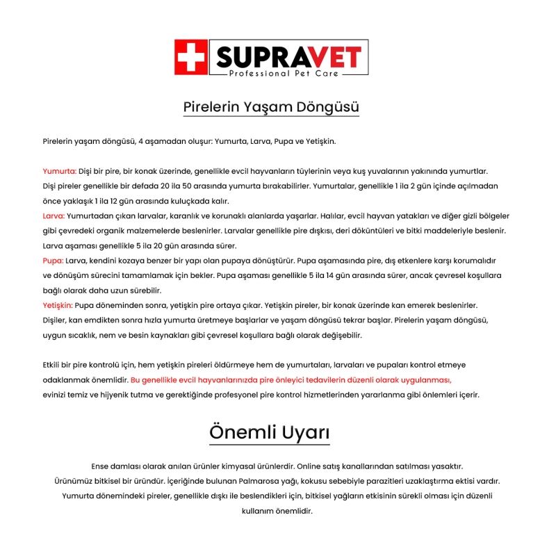 Supravet Orta Irk Köpek Deri Ve Tüy Bakım Ense Yağı; Bit Pire Kene Dış Parazit Bitkisel Damla 3 ML