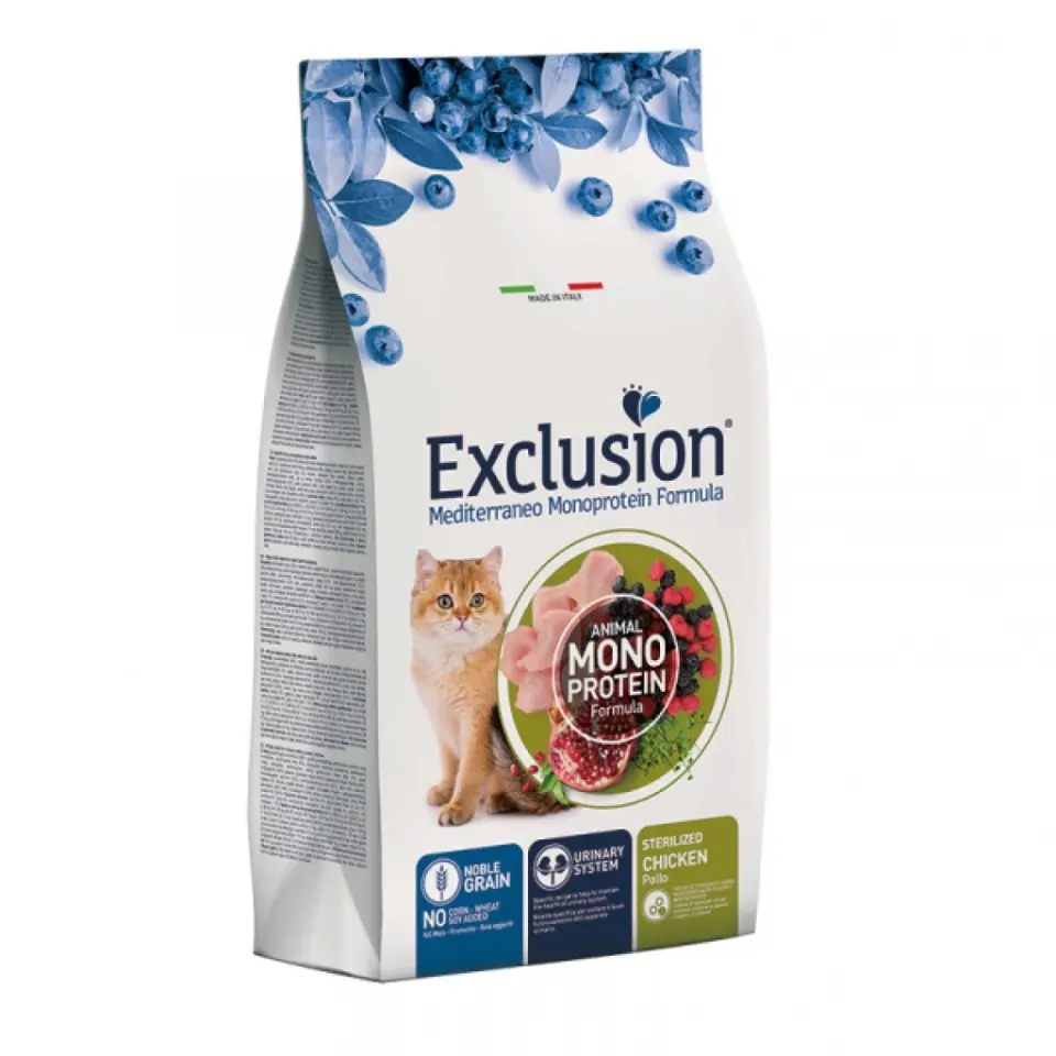 Exclusion Monoprotein Tavuklu ve Narlı Düşük Tahıllı Kısırlaştırılmış Kedi Maması 12kg
