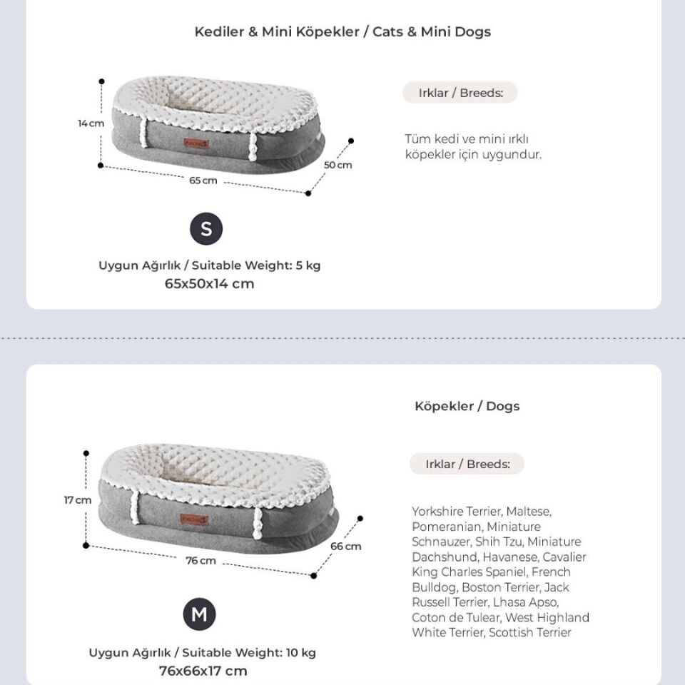 Pati Chill Simba peluş kedi köpek yatağı M beden gri