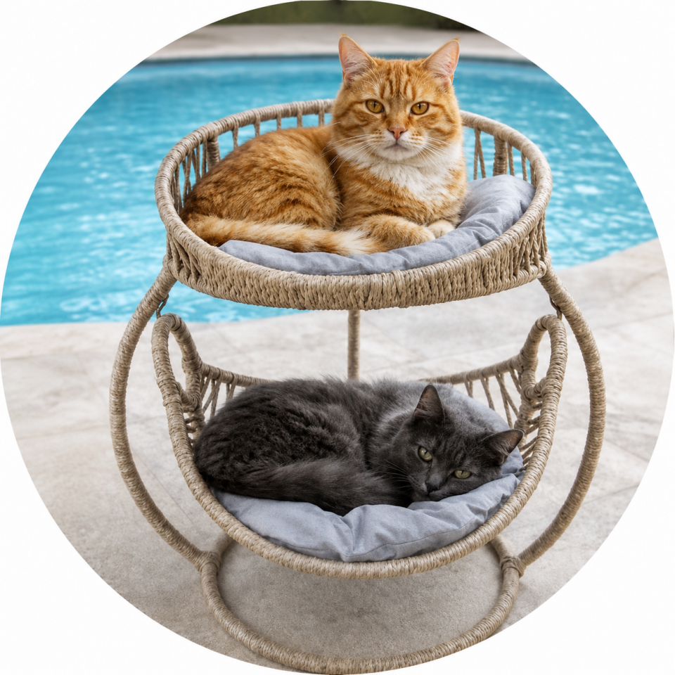 2 Katlı Kedi Yatağı (Ranza Model) Gri